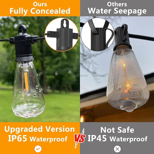 ZOTOYI Outdoor String Lights 25FT, Waterproof IP65 Patio Lights with 13 Shatterproof ST38 LED Bulbs, Outside Hanging Light Dimmable for Backyard, Bistro, Cafe, Garden 2700K Warm White