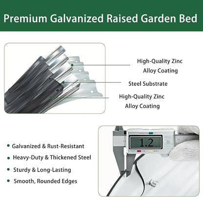 Gartist 8×4×1 ft Large Gray Raised Garden Bed Planter, Easy Assembly Metal Garden Bed Outdoor for Vegetables, Flowers & Herbs