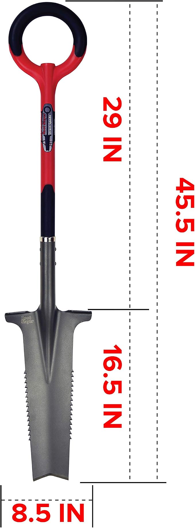 Root Slayer 22811 Drain Spade for Trenching & Landscaping, Red