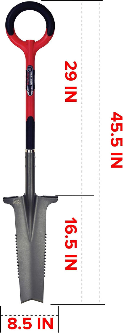 Root Slayer 22811 Drain Spade for Trenching & Landscaping, Red