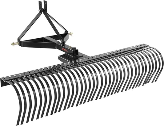 VEVOR Tow Behind Dethatcher, 72-inch 3-Point Tow Behind Lawn Dethatcher Rake with 36 Steel Tines for Tractor, Heavy Duty Landscape Rake with Attachments for Lawn, Garden, Farm, Grass, and Branches