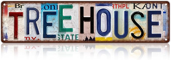 Vintage Tree House Street Sign Wall Decor Metal Tin Signs