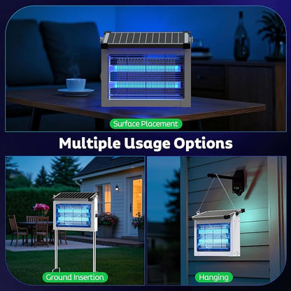 OnBeam Solar Bug Zapper Outdoor, 4500V Mosquito Zapper Fly Trap for Patio | 10W Solar Panel, IPX5 Waterproof, Auto Mode, Solar Powered, USB C Charging, Electric Rechargeable Mosquito Killer for Garden