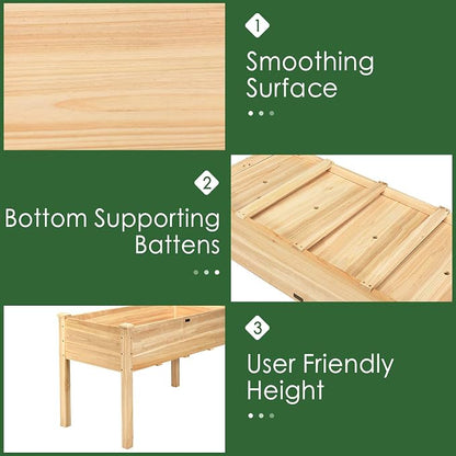 Giantex Raised Garden Bed Kit Elevated Planter Box for Vegetables Fruits Herb Grow, Heavy Duty Natural Cedar Wood Frame Gardening Planting Bed for Deck Patio Yard, 49.5"X23.5"X30.0"