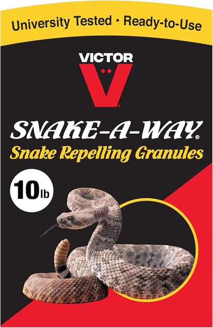 Victor Snake-A-Way Outdoor Snake Repellent Granules for Yard, 10 lb Bag | EPA-Registered Pest Control, Repels Venomous and Non-Venomous Snakes up to 1.25 Acres, Lasts 2-3 Months After Application