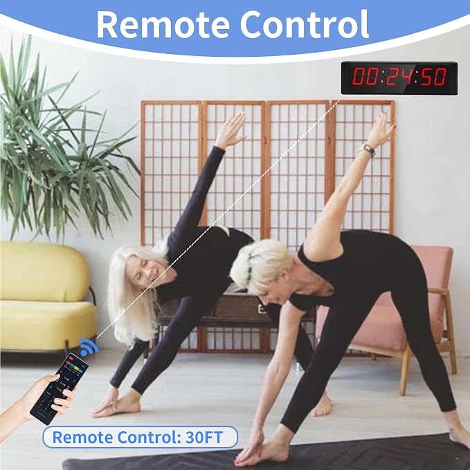 Large Stopwatch with Start/Stop Button, LED Digital Timer with Remote, Countdown Clock with Buzzer, Gym Clock for Home Gym, Interval Timer for Workout
