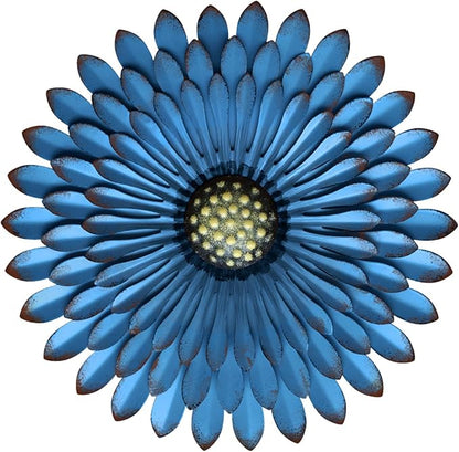 AHYS Metal Flowers Wall Decor Indoor Outdoor Metal Wall Art for Farmhouse Home Living Room Bedroom Bathroom Garden Decor – Blue