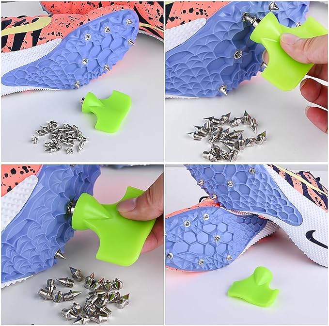 1/4 Inch Track Spikes, 100 Pieces Steel Track Shoe Spikes Replacements and Spike Wrench for Sports Running Track Shoes