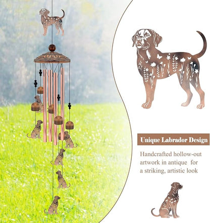 Labrador Wind Chimes for Outside, Labrador Windchimes Gifts for Grandma/Women Birthday Gifts,Outdoor/Indoor Metal Wind Chime for Garden,Home, Lawn, Porch, Yard (35")