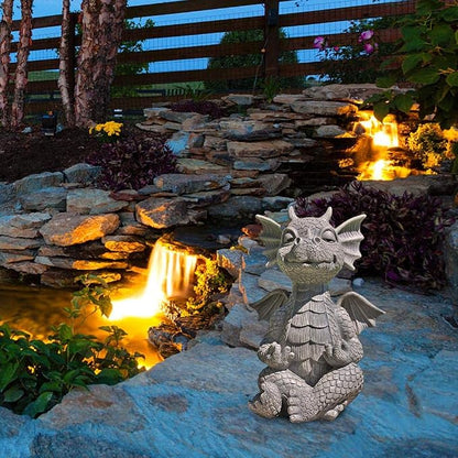 Dan&Dre Dragon Statue - Zen Yoga Dragon Home Garden Decoration Dragon Buddha Art Sculptures for Outdoor Backyard Porch(B)