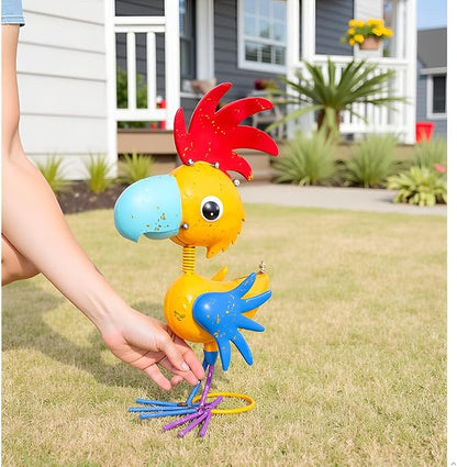 Metal Rooster Garden Statue for Outside, Patio, Law | 15'' Rooster Decor Outdoor Statue, Chicken Yard Art Lawn Deco, Unique Present, for Woman, Garden Lovers