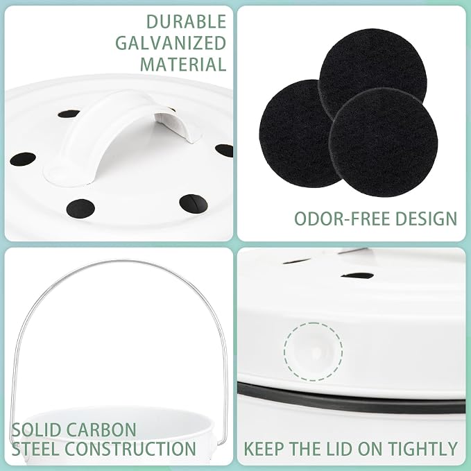 MUMTOP Compost Bin Kitchen Countertop Composter with lid – Small Compost ContainerI Includes Inner Compost Bucket Liner & Charcoal Filter