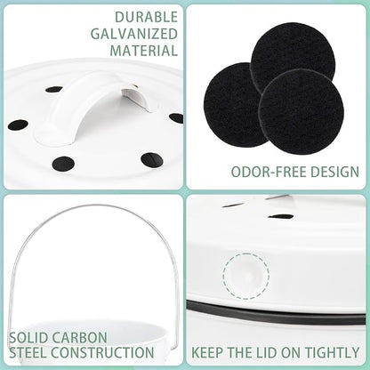 MUMTOP Compost Bin Kitchen Countertop Composter with lid – Small Compost ContainerI Includes Inner Compost Bucket Liner & Charcoal Filter