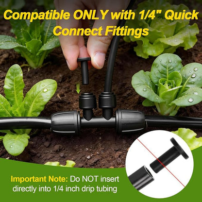 RedChili 30 PCS 1/4" End Plugs for Quick Connect 1/4" Drip Irrigation Connectors, Leak-Free End Cap Parts to Seal Unused Push-to-Fit Connectors in Micro Sprinkler Irrigation System
