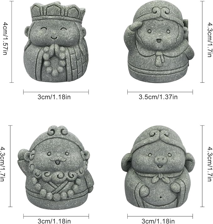 4Pcs Cute Buddha Statue Set | 2 Inch Monk Figurines of Tang Monk, Sun Wukong, Zhu Bajie & Sha Wujing for Office Desk Decor and Chinese Culture Gifts