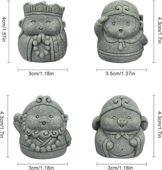 4Pcs Cute Buddha Statue Set | 2 Inch Monk Figurines of Tang Monk, Sun Wukong, Zhu Bajie & Sha Wujing for Office Desk Decor and Chinese Culture Gifts