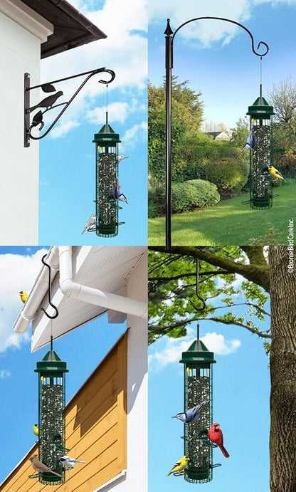 Squirrel Buster Classic Squirrel-proof Bird Feeder w/4 Feeding Ports, 2.4-pound Seed Capacity | Weight-Activated Shroud Blocks Squirrels, 4 Feeding Ports, 2.4 Lb Seed Capacity, 32 Height, Tool-Free Disassembly