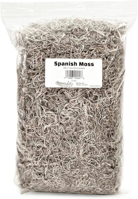 Mosser Lee Spanish Moss – Natural Decorative Moss for Houseplants, Soil Cover, Crafts, Terrariums & Floral Arrangements - 400 Cubic Inches (Approx 9oz)
