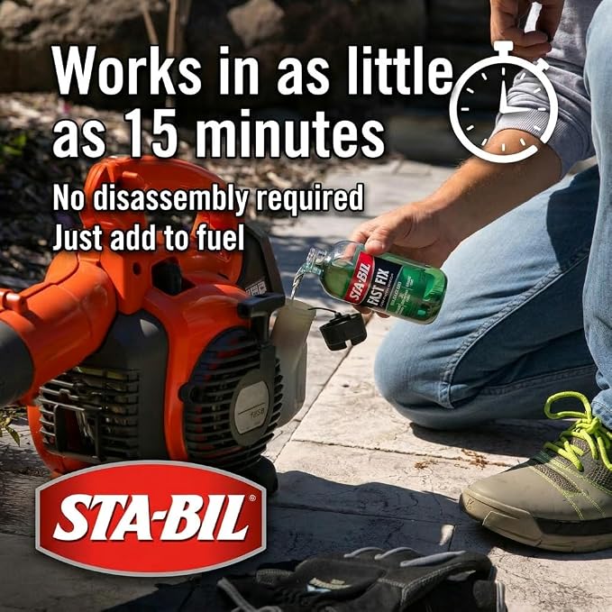 STA-BIL Fast Fix Small Engine Treatment, 4 oz 12-Pack | Helps restore rough-running engines by cleaning carburetors and fuel injectors.