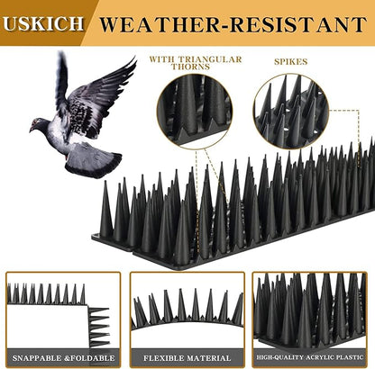 Bird Spikes 30 Packs Outdoor Cat and Bird Deterrent Spikes, Defender Spikes - Keep Pigeon, Cat & More Birds Away from Fences and Roof, Anti Theft Climb Strips (2023 Upgraded | 42.3 feet)