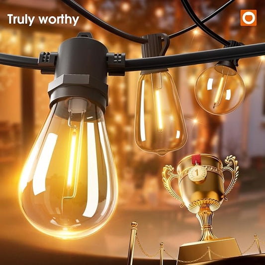 addlon 72FT(2-Pack*36FT) LED Outdoor String Lights with 24 Edison Vintage Shatterproof Bulbs, Commercial Grade Patio Lights, IP65 Waterproof for Balcony, Backyard and Garden, Warm White