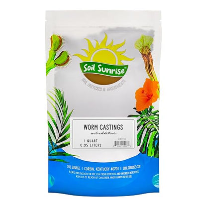 Soil Sunrise Premium Organic Worm Castings (1 Pound) 1QT All Natural Soil Additive, Builder, and Fertilizer