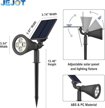 JEJOT 2 Pack Solar Lights Outdoor Waterproof,Cool White Light,2 Lighting Modes,Solar Powered Spotlights for Yard Garden Solar Spot Lights for Flag Landscape Auto On/Off