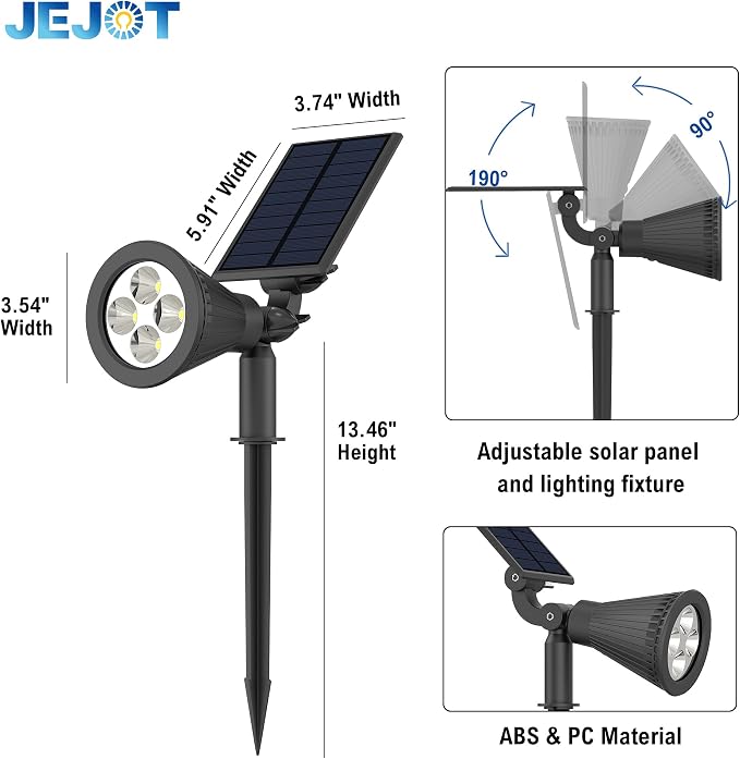 JEJOT 8 Pack Solar Lights Outdoor Waterproof,Warm White Light,2 Lighting Modes,Solar Powered Spotlights for Yard Garden Solar Spot Lights for Flag Landscape Auto On/Off