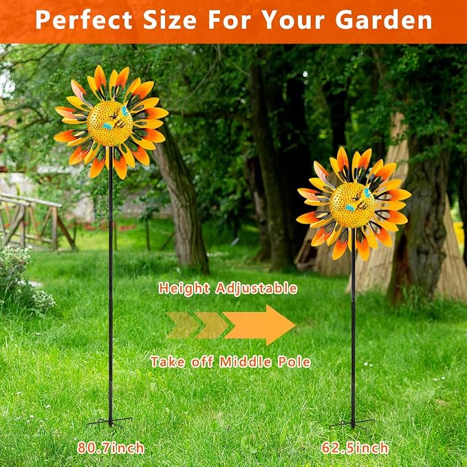 Stargarden Sunflower Wind Spinners, Large Metal Wind Sculptures | Windmill ,Yard Art,Sunflower Decor, for Yard and Garden