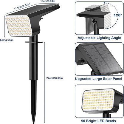 LANSOW Solar Spot Lights Outdoor Waterproof IP67, (8 Pack/90 LED/4 Modes) Solar Landscape Spotlights, 2-in-1 Solar Powered Flood Lights for Yard Garden Pathway Outside Tree, Auto ON/Off(Warm White)