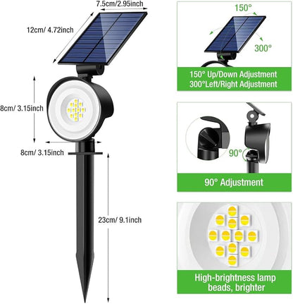 nipify 2 Pack Solar Lights Outdoor Waterproof, 3 CCT Solar Spot Lights with 2 Brightness Landscape Spotlights for Outside Garden Yard Trees