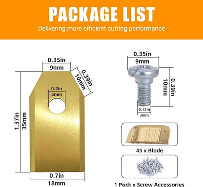 Robot Mower Golden Replacements Stainless Steel with1 Pack Screw Accessories for Lawn Mowing Robots McCulloch Robotic Lawnmowers Husqvarna（10 * 18 * 35mm） (45PCS)
