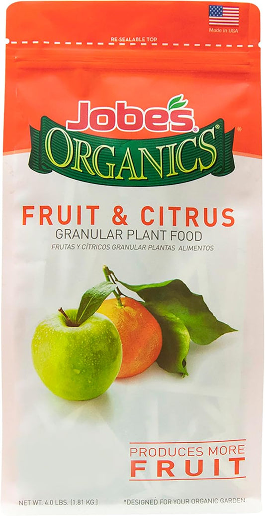Jobe’s Organics Granular Garden Fertilizer, Easy Plant Care Fertilizer for Fruit and Citrus Plants and Trees, 4 lbs Bag