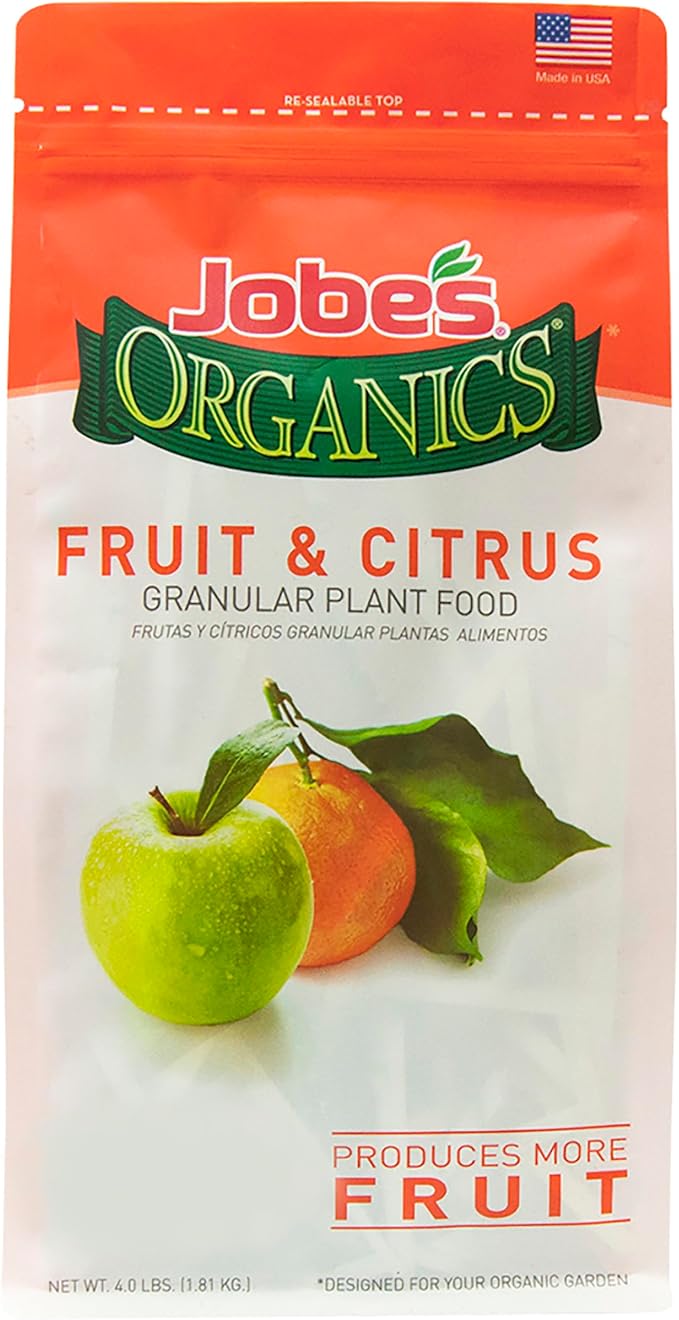 Jobe's Organics Granular Plant Food Bundle, Fruit & Citrus 09226NA 4 lbs and Annual & Perennial Flower Fertilizer 4 lbs