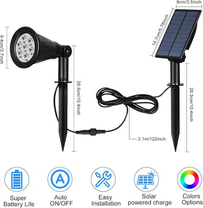 T-SUNUS RGB Solar Landscape Spotlights Christmas, Color Changing Spot Lights Waterproof IP65 Garden Pond Light, 180° Adjustable Wall Tree Light Separately Installed for Outdoor/Indoor Halloween 4 Pack