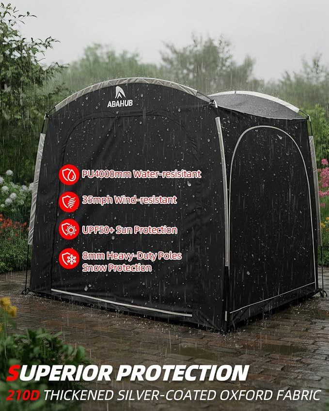 Abahub Portable Bike Storage Shed Tent, 86.7" × 59" × 67", Outdoor Silver-Coated Bicycle Shelter, PU4000 Waterproof 210D Oxford Fabric