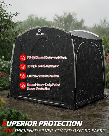 Abahub Portable Bike Storage Shed Tent, 86.7" × 59" × 67", Outdoor Silver-Coated Bicycle Shelter, PU4000 Waterproof 210D Oxford Fabric
