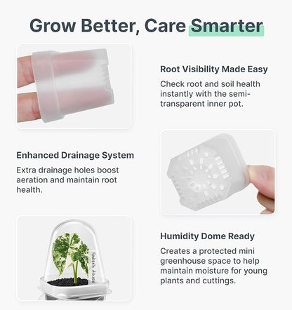 12 Pack 2" Small Clear Self Watering Pots with Humidity Dome for Indoor Plants, Seed Starter Cups, Tissue Culture Acclimation Kit,Alocasia Corm Propagation,African Violet,Cuttings,Seedlings