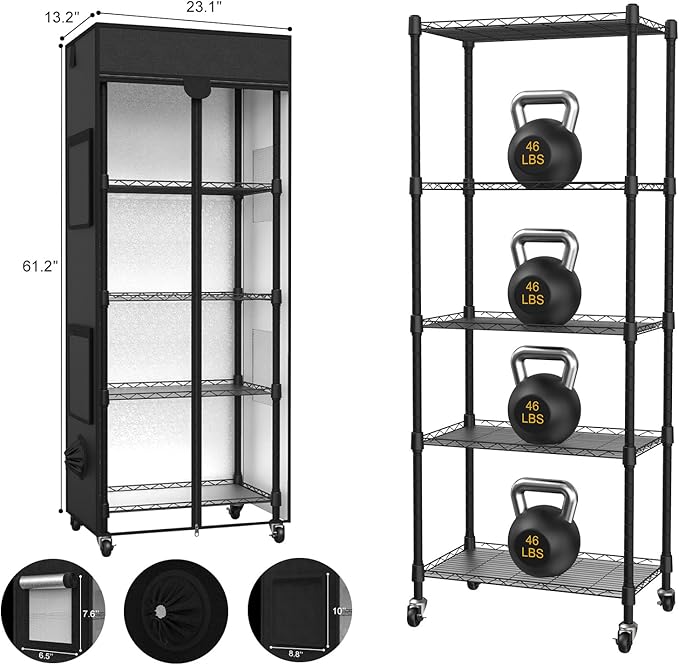 Small Greenhouse for Indoors, 5 Tier 23.1" L×13.2" W×61.2" H | adjustable shelves，Portable Greenhouse with Wheels，for Growing Flowers and Seedlings