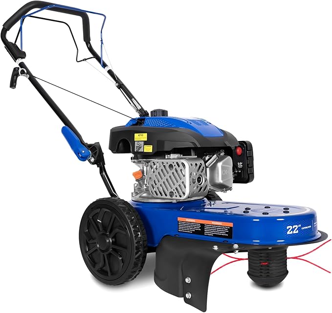 BILT HARD Self-Propelled Walk-Behind String Trimmer, 170cc 4-Cycle Gas Brush Cutter, 22" Cutting Diameter, 8-Position Height Adjustment, 10" Flat-Free Wheels, Brush Mower for Lawn, Yard, Field