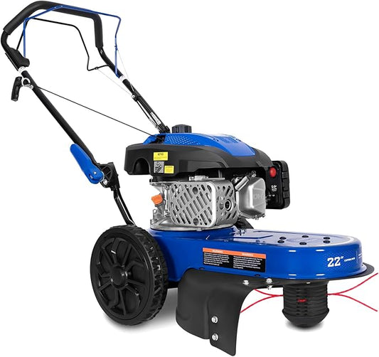 BILT HARD Self-Propelled Walk-Behind String Trimmer, 170cc 4-Cycle Gas Brush Cutter, 22" Cutting Diameter, 8-Position Height Adjustment, 10" Flat-Free Wheels, Brush Mower for Lawn, Yard, Field