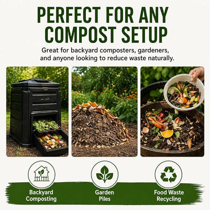 Dr. Connie’s Compost Plus – 100X Concentrated Starter & Accelerator | Natural Microbe Activator for Bins, Tumblers & Piles | Odor Control Garden Waste Additive (Indoor & Outdoor)