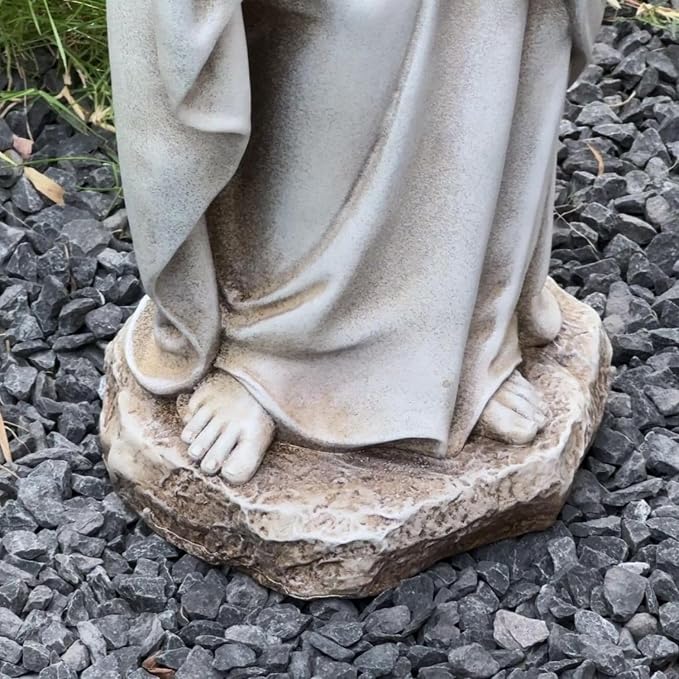 Grace4Joy Virgin Mary Statue Outdoor, 24 Inches Blessed Mother Mary Garden Statue, Rustic Saint Mary Holding Lilies Outdoor Sculpture for Home Yard Patio Lawn Hallway Decor
