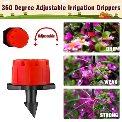 220-Piece Drip Irrigation Fittings Kit for 1/4" Tubing, Complete Set of Drip Barbed Connectors (Nozzle, Micro Dripper, Nozzle Tee, Single Barb, Coupling, Tee, Elbow, Valve, Plug, Cross, Stake)
