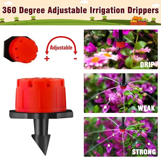 240-Piece Drip Irrigation Fittings Kit for 1/4" Tubing, Complete Set of Drip Barbed Connectors (Nozzle, Micro Dripper, Nozzle Tee, Single Barb, Coupling, Tee, Elbow, Plug, Cross, Stake)