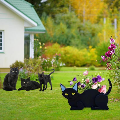 Black Cat Planter Plant Pots,Cute Cat Flower Planter,Gifts for Pet Lovers,Unique Animal Plant Pots,Office,Indoor Outdoor Garden Decor(12.5 * 5.6 * 7.8in)