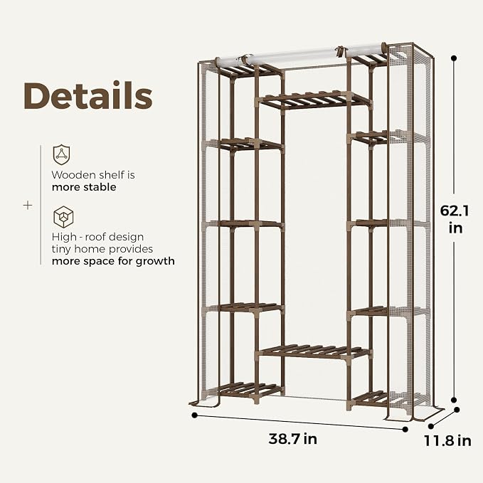 Bamworld Greenhouse Indoor Outdoor 62.2“ Tall Green House Cover Large Invernadero Tiered Stand for Multiple Display Wood Planter Holder for Living Room Garden Balcony Patio Decor