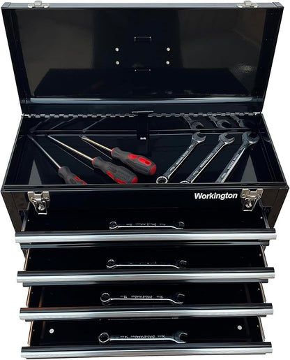 Workington Portable Metal Tool Chest with 4 Drawers, 20" 4-Drawer Tool Chest Cabinet with Ball Bearing Drawer Slides, Steel Tool Storage Box Organizer 4004 Black