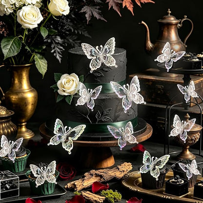 Butterfly Wall Stickers - 60pcs 3D Butterflies Removable Mural Wall Stickers for Home Room Bedroom Decoration Reusable Stickers (Sliver)