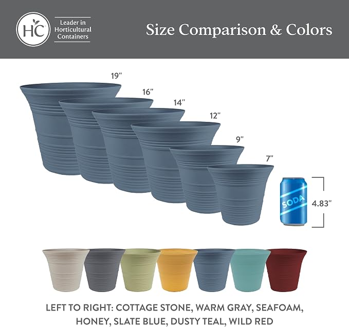 The HC Companies 12 Inch Sedona Round Self Watering Planter Pots, Lightweight UV-Resistant Plastic Indoor & Outdoor Planters, 2-Pack Flower Pots for Garden & Home Decor, Clay